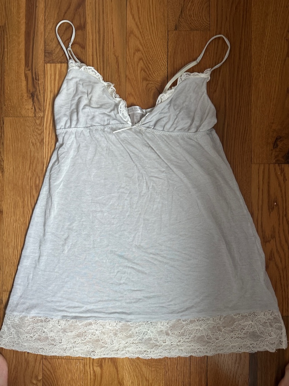 Victoria's Secret Light Gray Lace-Trim Chemise